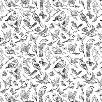 Sır Altı Dekal Birds & Butterflies - 23 x 16 cm