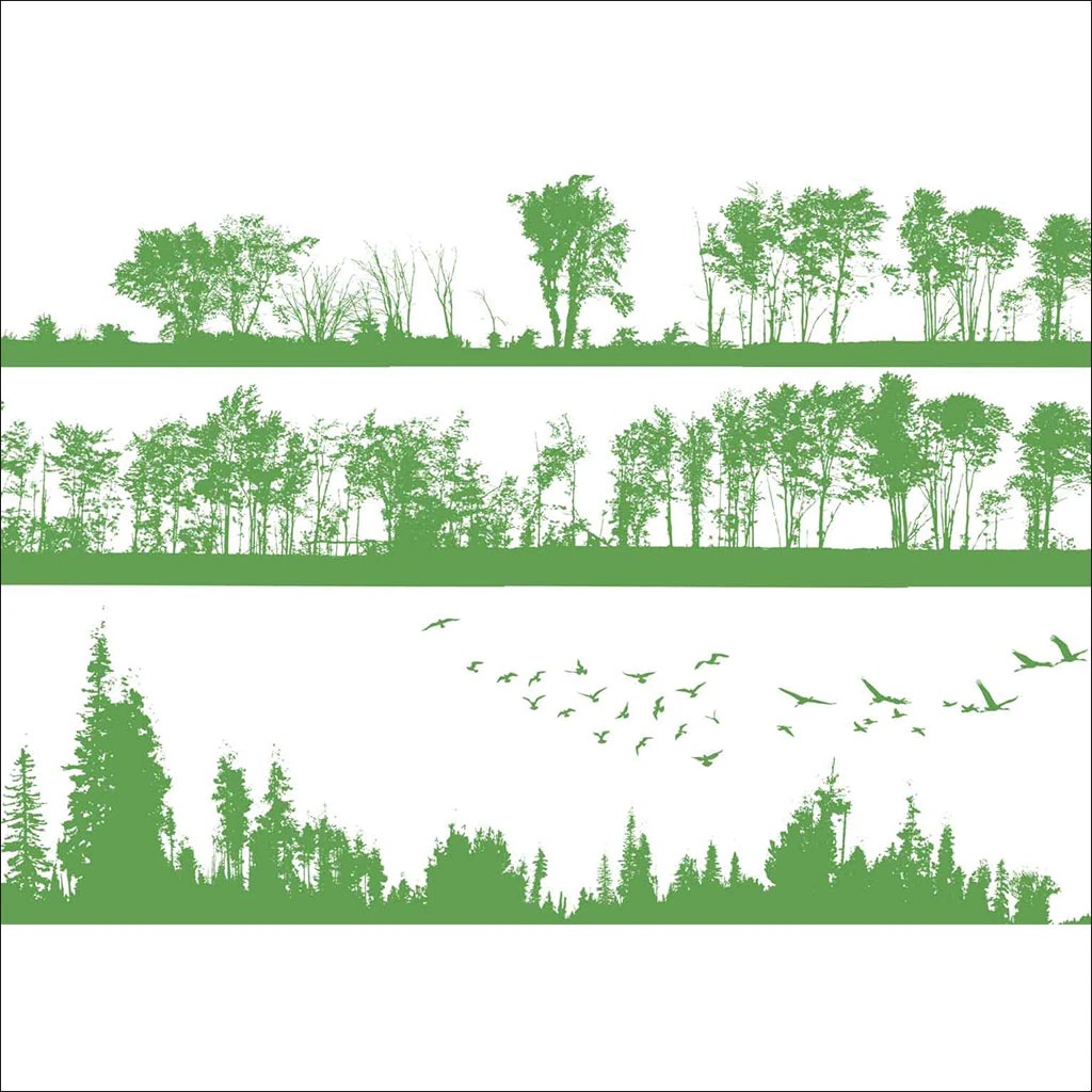 Sır Altı Dekal Forest Silhouette - 23 x 16 cm