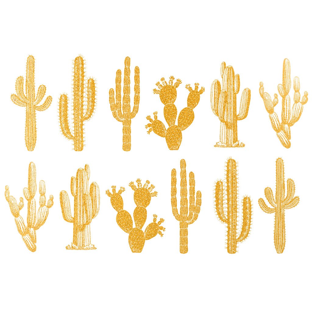 Sır Üstü Altın Dekal Cactus - 10 x 15 cm