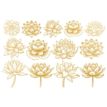 Sır Üstü Altın Dekal  Lotus - 10 x 15 cm